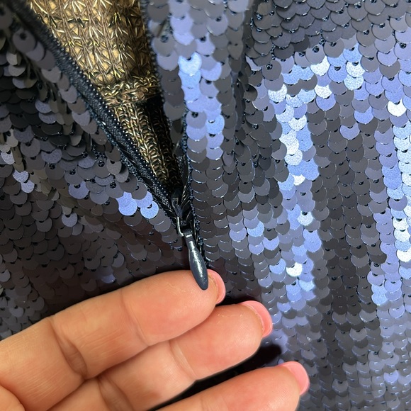 Banana Republic Navy V-Neck Sequin Shift Evening Dress - Picture 10 of 13